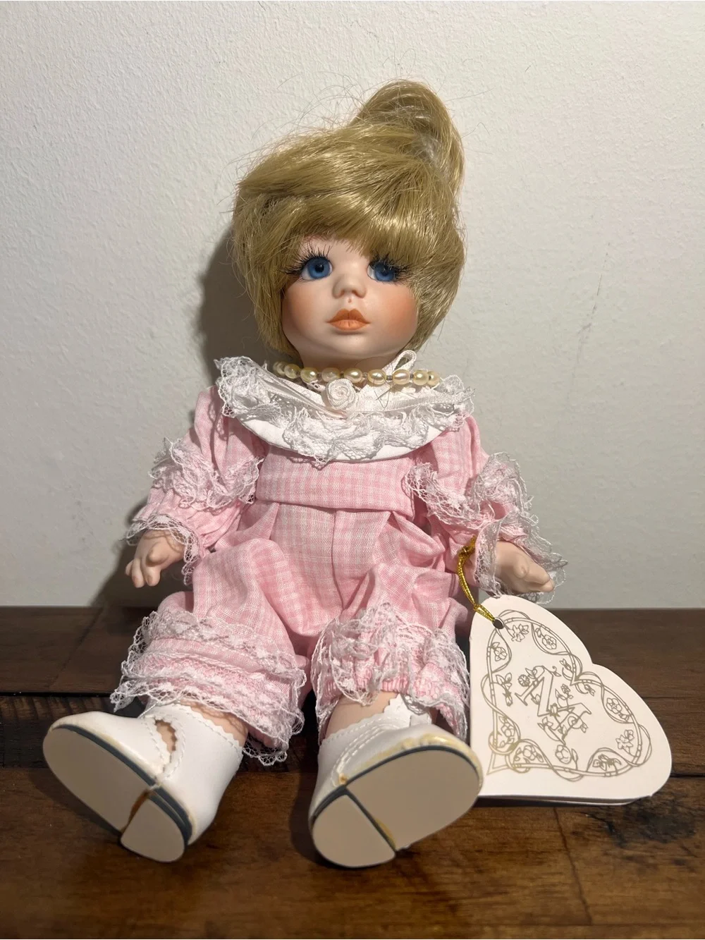 Franklin Mint Heirloom Pink Porcelain Doll